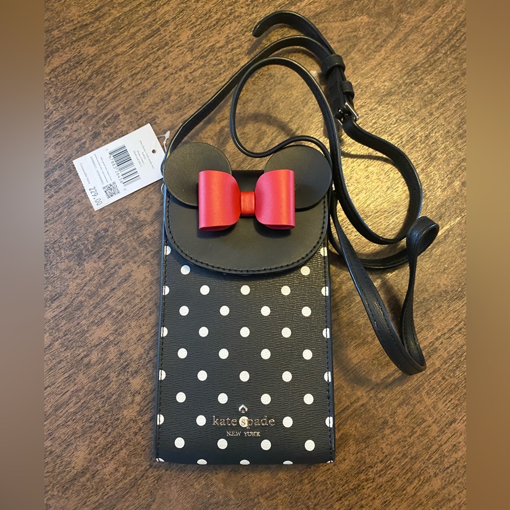 Kate Spade x Disney Minnie Mouse North South Flap Phone Crossbody Bag NWT